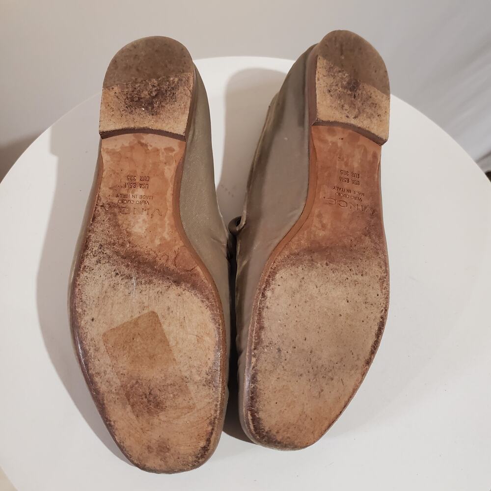 Vince Velvet Loafers Bray Venetian Italian Loafers Womens Size 8.5 Taupe Tan - Picture 8 of 9